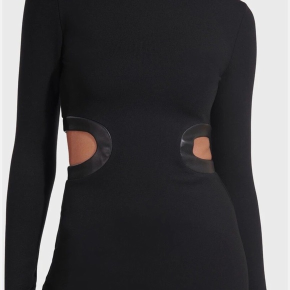 Staud black Dolce cutout long sleeve midi dress with leather trim - XS NWT - Picture 4 of 10